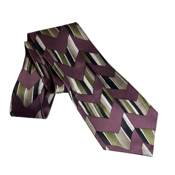 Wembley 100% Silk men’s necktie tie career work business casual artsy geometric - Picture 1 of 6